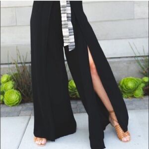 New Cleobella gauzy wide leg pants slit smocked elastic waist pull on boho XS